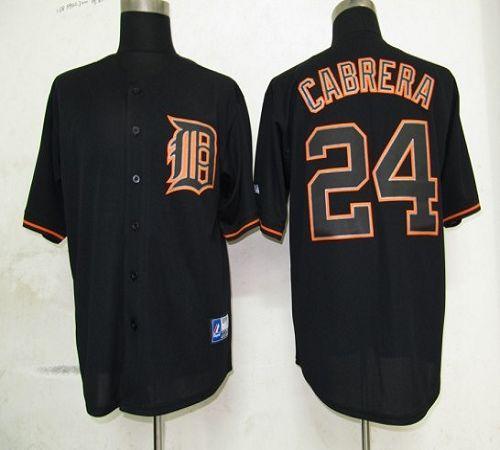 Custom Fan-Made Miguel Cabrera Detroit Tigers #24 Black Baseball Jersey