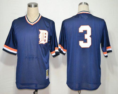 Custom Fan-Made Alan Trammell Detroit Tigers #3 Blue Throwback Baseball Jersey