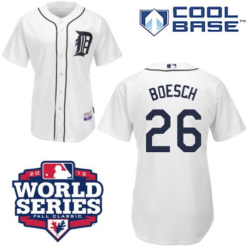 Custom Fan-Made Brennan Boesch Detroit Tigers #26 White 2012 Baseball Jersey