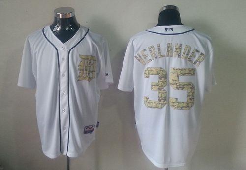 Custom Fan-Made Justin Verlander Detroit Tigers #35 White USMC Baseball Jersey