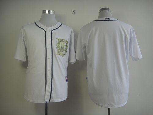 Custom Fan-Made White Detroit Tigers Baseball Jersey Detroit Tigers White USMC Baseball Jersey