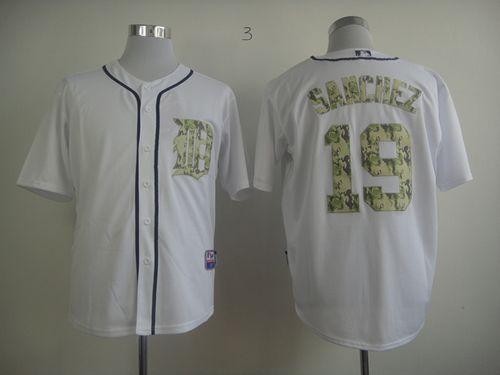 Custom Fan-Made Anibal Sanchez Detroit Tigers #19 White USMC Baseball Jersey