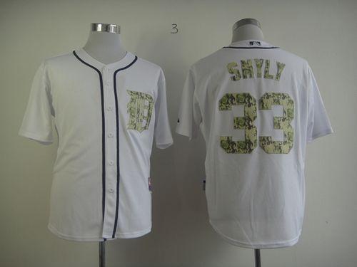 Custom Fan-Made Drew Smyly Detroit Tigers #33 White USMC Baseball Jersey
