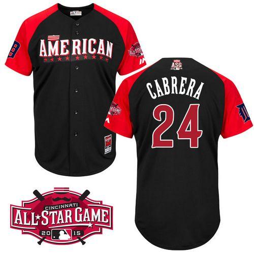 Custom Fan-Made Miguel Cabrera Detroit Tigers #24 Black 2015 All-Star Edition Baseball Jersey