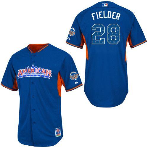 Custom Fan-Made Prince Fielder Detroit Tigers #28 Blue 2013 All-Star Edition Baseball Jersey