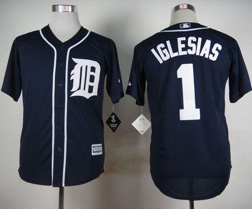 Custom Fan-Made Jose Iglesias Detroit Tigers #1 Blue Baseball Jersey