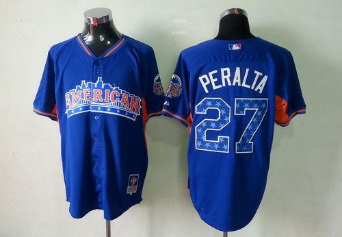 Custom Fan-Made Jhonny Peralta Detroit Tigers #27 Blue 2013 All-Star Edition Baseball Jersey