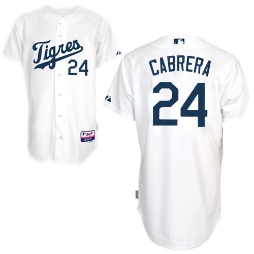 Custom Fan-Made Miguel Cabrera HomeLos Tigres" Detroit Tigers #24 White Baseball Jersey