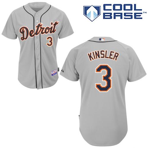 Custom Fan-Made Ian Kinsler Detroit Tigers #3 Grey Baseball Jersey