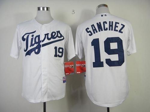 Custom Fan-Made Anibal Sanchez Los Tigres" Detroit Tigers #19 White Baseball Jersey