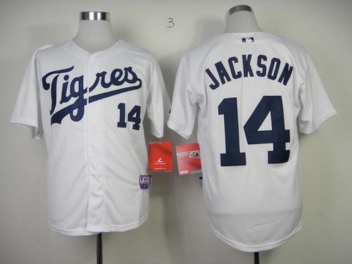 Custom Fan-Made Austin Jackson Los Tigres" Detroit Tigers #14 White Baseball Jersey