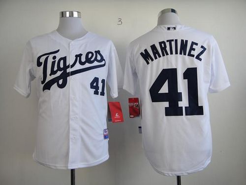 Custom Fan-Made Victor Martinez Los Tigres" Detroit Tigers #41 White Baseball Jersey