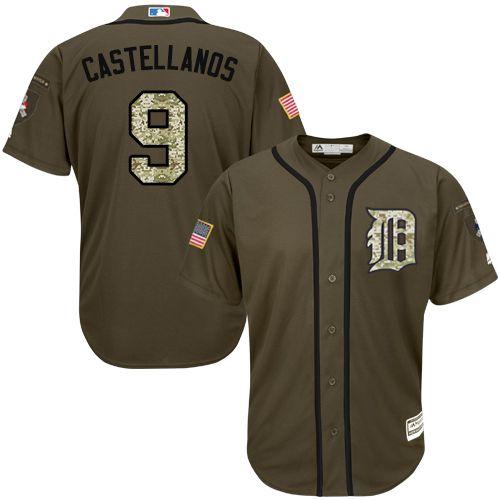 Custom Fan-Made Nick Castellanos Detroit Tigers #9 Green Service Edition Baseball Jersey
