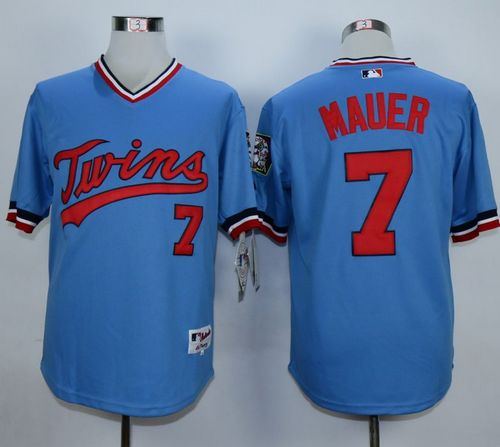 Custom Fan-Made Joe Mauer Minnesota Twins #7 Blue 1984 Throwback Turn Back Clock Edition Baseball Jersey