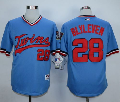 Custom Fan-Made Bert Blyleven Minnesota Twins #28 Blue 1984 Throwback Turn Back Clock Edition Baseball Jersey