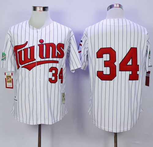 Custom Fan-Made Kirby Puckett Minnesota Twins #34 White Throwback Baseball Jersey