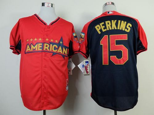 Custom Fan-Made Glen Perkins Red/Navy BP Minnesota Twins #15 2014 All-Star Edition Baseball Jersey