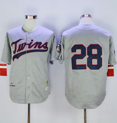 Custom Fan-Made Bert Blyleven Minnesota Twins #28 Grey 1969 Throwback Baseball Jersey