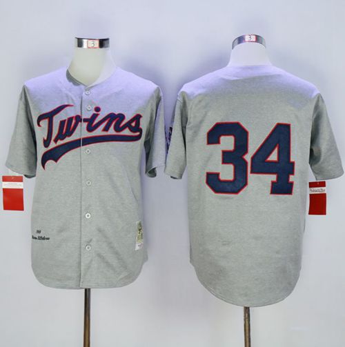 Custom Fan-Made Kirby Puckett Minnesota Twins #34 Grey 1969 Throwback Baseball Jersey