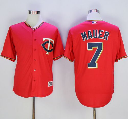 Custom Fan-Made Joe Mauer Minnesota Twins #7 Red Baseball Jersey