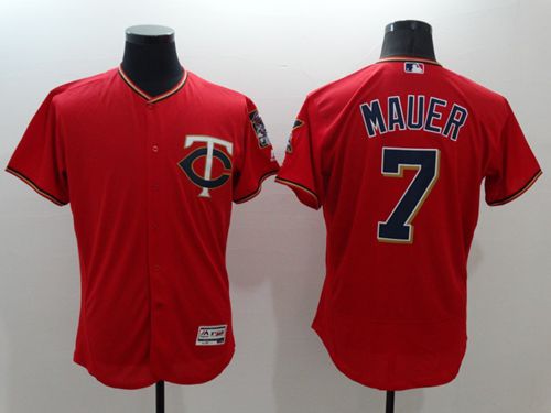 Custom Fan-Made Joe Mauer Minnesota Twins #7 Red Baseball Jersey
