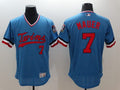 Custom Fan-Made Joe Mauer Cooperstown Minnesota Twins #7 Blue Baseball Jersey