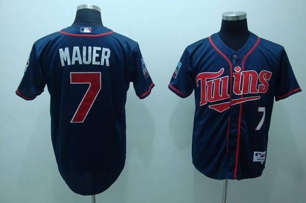 Custom Fan-Made Joe Mauer Minnesota Twins #7 Blue Baseball Jersey