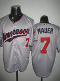 Custom Fan-Made Joe Mauer Minnesota Twins #7 Grey Baseball Jersey