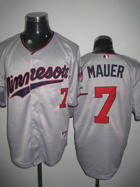 Custom Fan-Made Joe Mauer Minnesota Twins #7 Grey Baseball Jersey