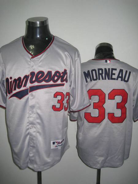 Custom Fan-Made Justin Morneau Minnesota Twins #33 Grey Baseball Jersey