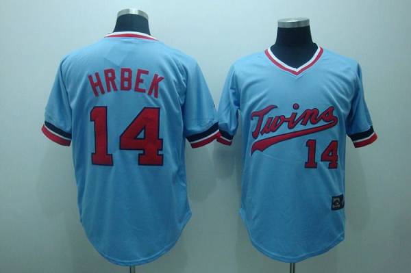 Custom Fan-Made Kent Hrbek Cooperstown Minnesota Twins #14 Blue Throwback Baseball Jersey