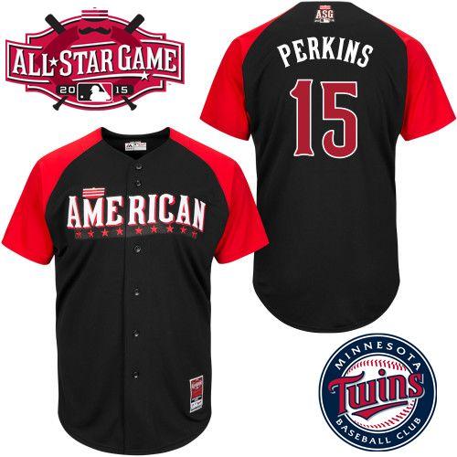Custom Fan-Made Glen Perkins Minnesota Twins #15 Black 2015 All-Star Edition Baseball Jersey