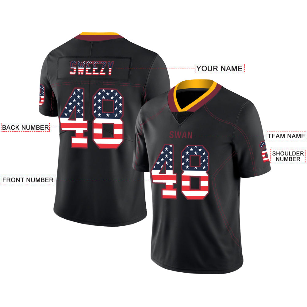 Custom black football jersey front view | GameDay Jerseys