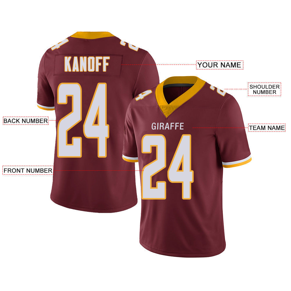 Custom red football jersey front view | GameDay Jerseys