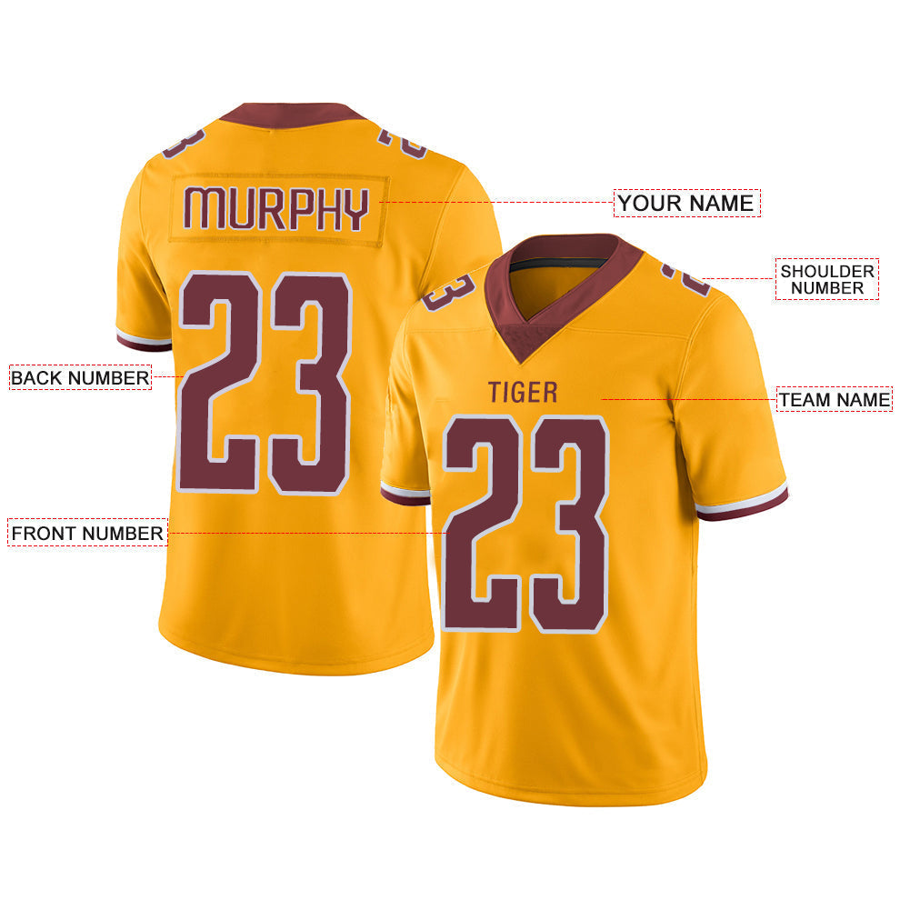 Custom gold football jersey back view | GameDay Jerseys