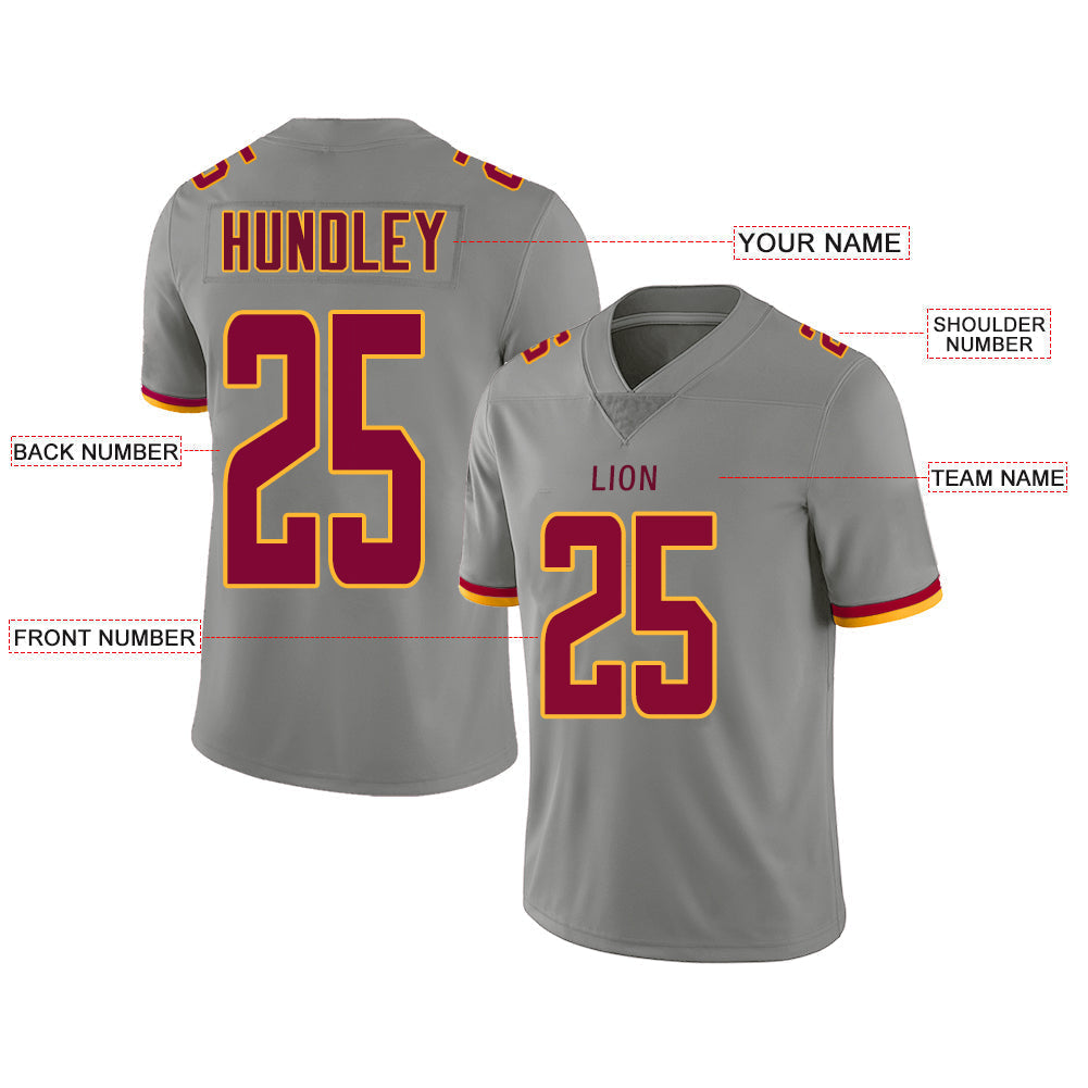 Custom grey football jersey front view | GameDay Jerseys