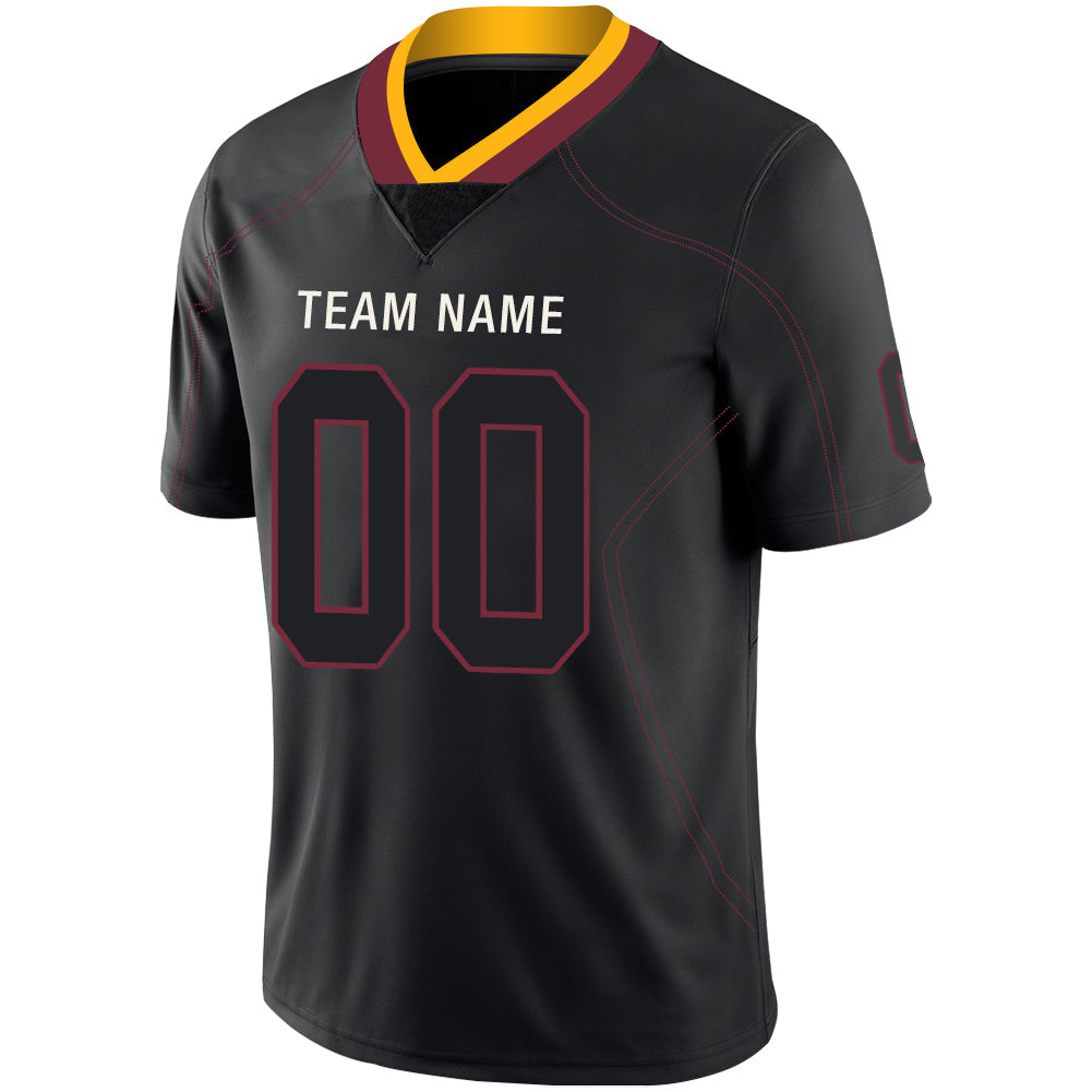 Custom black football jersey detail | GameDay Jerseys