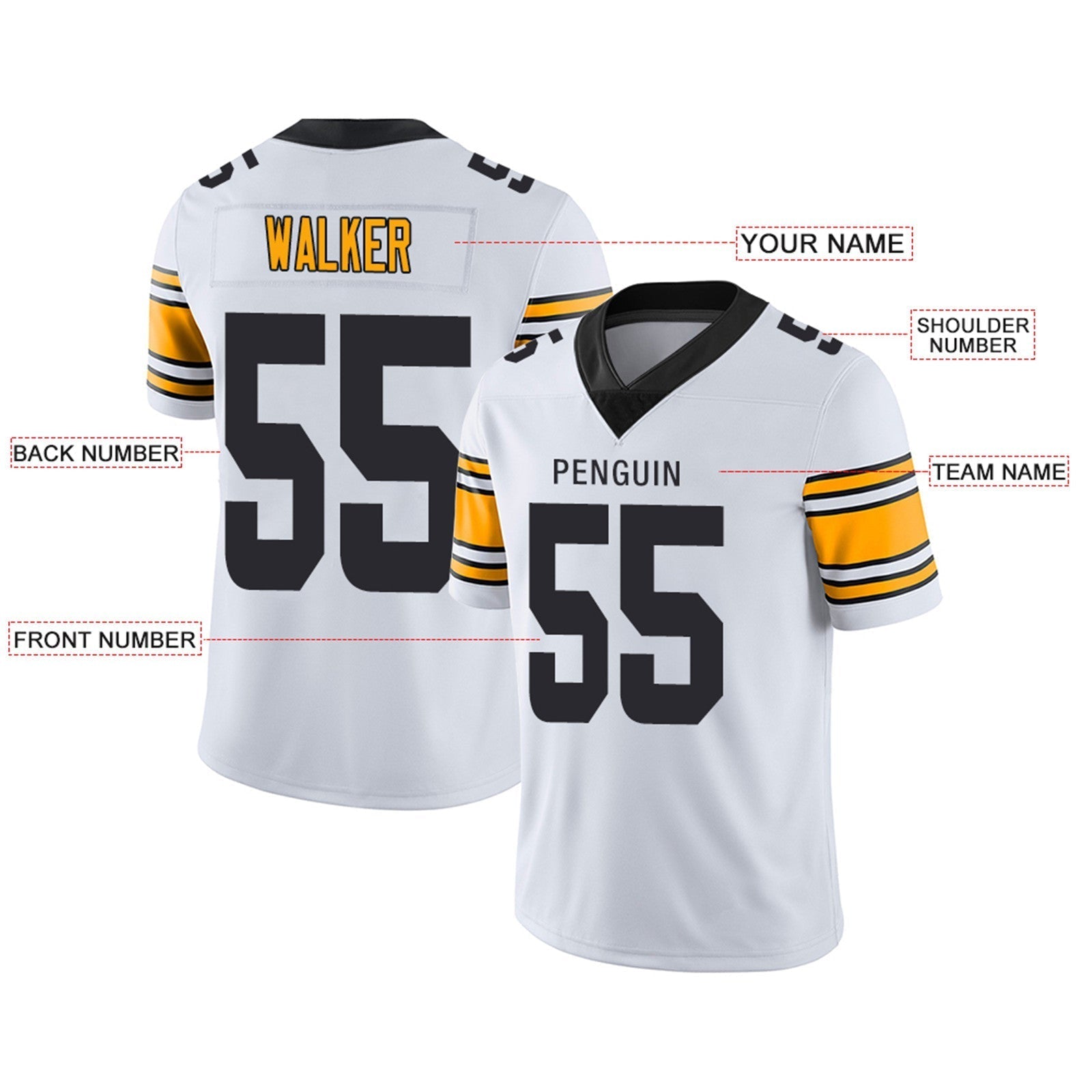 Custom black football jersey back view | GameDay Jerseys