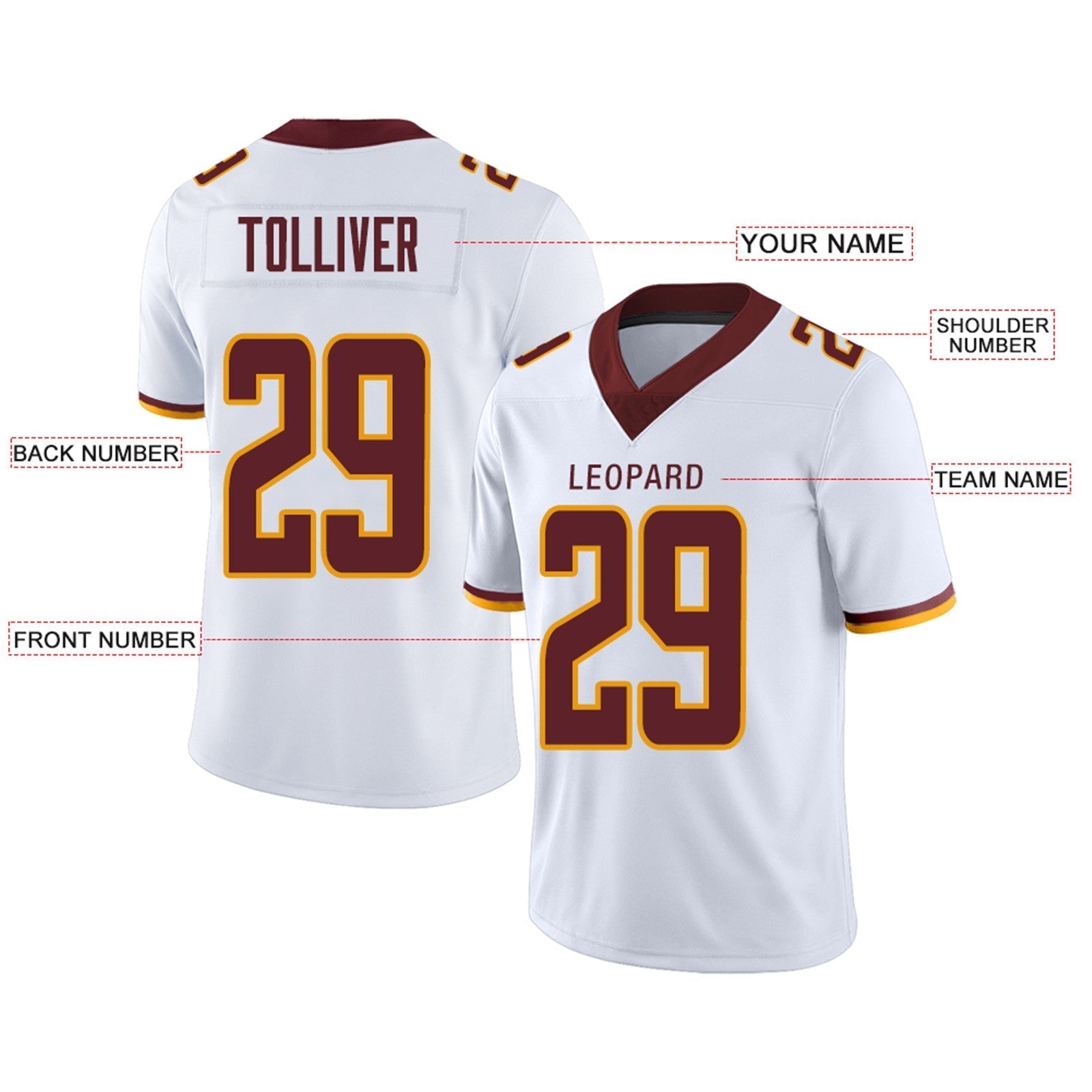 Custom burgundy football jersey studio shot | GameDay Jerseys