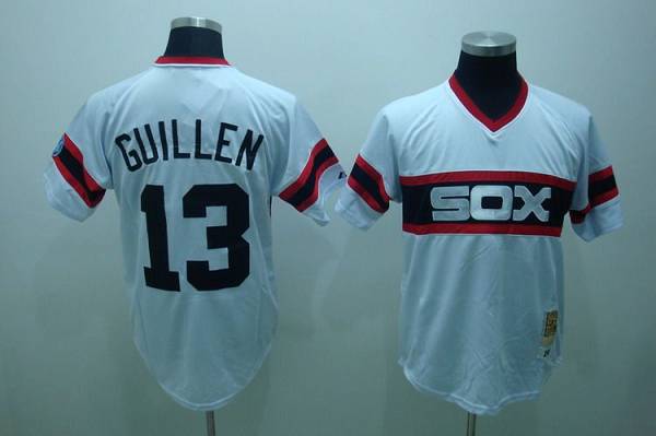Custom Fan-Made Ozzie Guillen Chicago White Sox #13 White Throwback Baseball Jersey