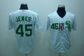 Custom Fan-Made Bobby Jenks Green Chicago White Sox #45 White Baseball Jersey