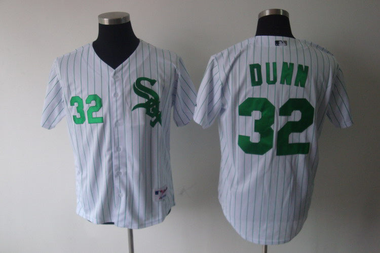 Custom Fan-Made Adam Dunn Green Chicago White Sox #32 White Baseball Jersey