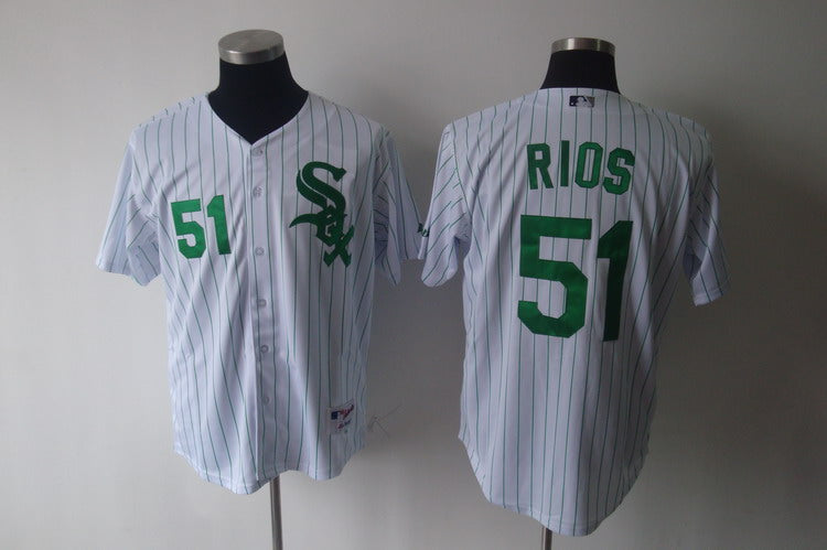 Custom Fan-Made Alex Rios Green Chicago White Sox #51 White Baseball Jersey