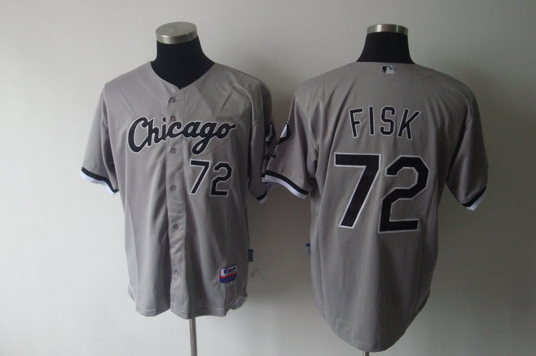 Custom Fan-Made Carlton Fisk Chicago White Sox #72 Grey Baseball Jersey