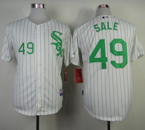 Custom Fan-Made Chris Sale Green St. Patrick's Chicago White Sox #49 White Baseball Jersey