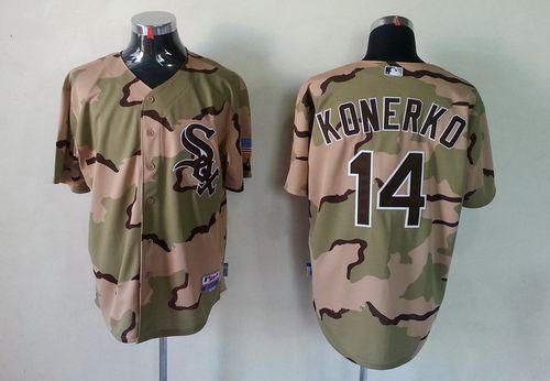 Custom Fan-Made Paul Konerko Camo Commemorative Chicago White Sox #14 White Baseball Jersey