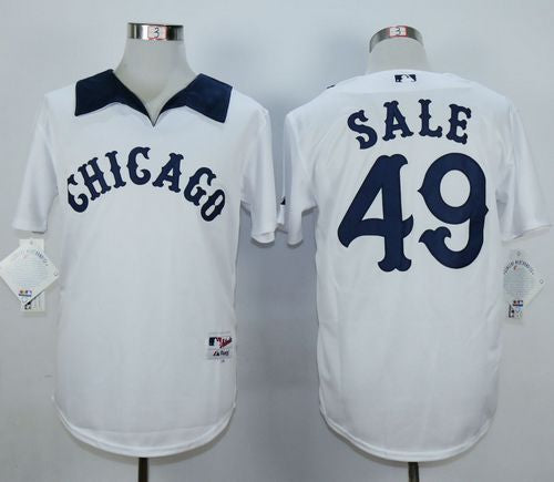 Custom Fan-Made Chris Sale Chicago White Sox #49 White 1976 Throwback Turn Back Clock Edition Baseball Jersey