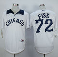 Custom Fan-Made Carlton Fisk Chicago White Sox #72 White 1976 Throwback Turn Back Clock Edition Baseball Jersey