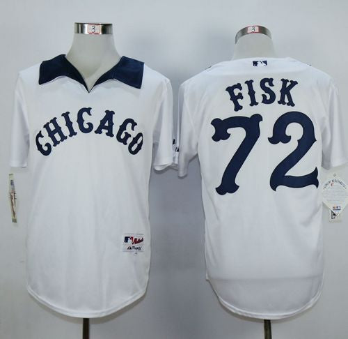 Custom Fan-Made Carlton Fisk Chicago White Sox #72 White 1976 Throwback Turn Back Clock Edition Baseball Jersey