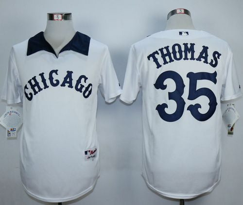 Custom Fan-Made Frank Thomas Chicago White Sox #35 White 1976 Throwback Turn Back Clock Edition Baseball Jersey